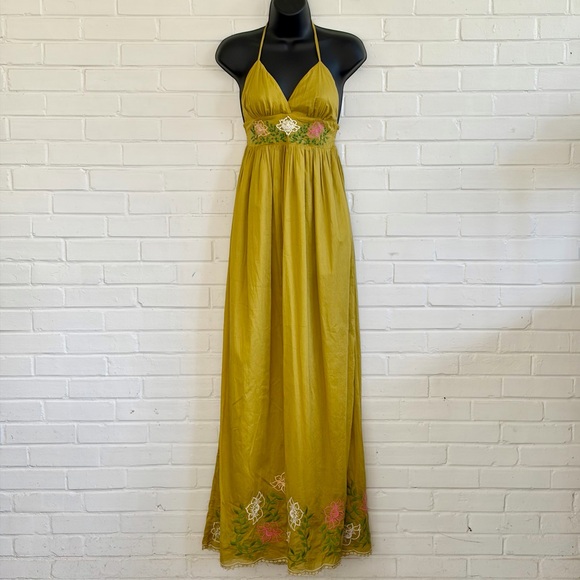 MM Couture Dresses & Skirts - MM Couture by Miss Me Halter Maxi Dress in Yellowish Green, SZ S LIKE NEW!